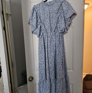 Shop The Mint Floral Dress in Blue Size M